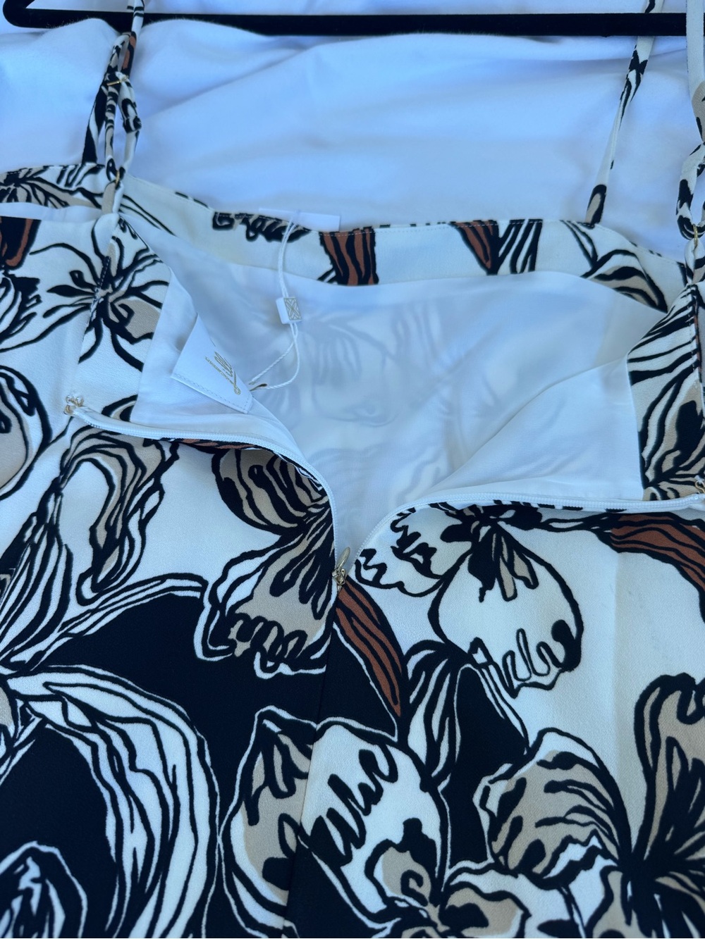 Lilly Pulitzer Black and White Floral Cami with Tan Accents